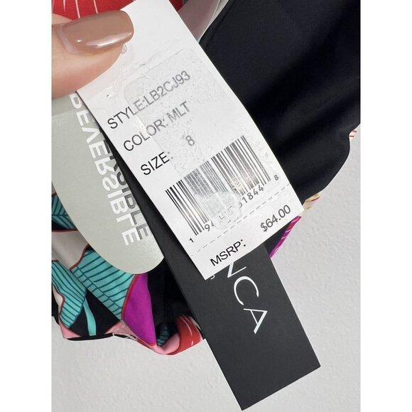 La Blanca In Full Bloom Reversible Hipster Bikini Bottom NWT Size 8 Black/Floral - Picture 8 of 9